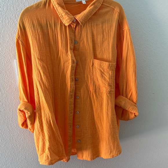 Maurices Vibrant Orange Casual Button Down Shirt XL - Picture 2 of 7